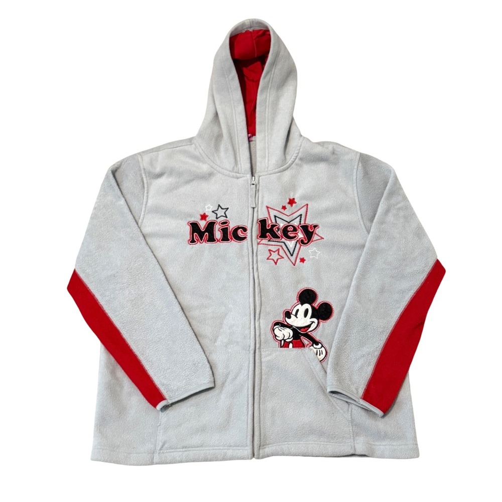 Disney Mickey Mouse Women's XL 15/17 Hoodie Fleece Full Zip Embroidered 90s Y2K
